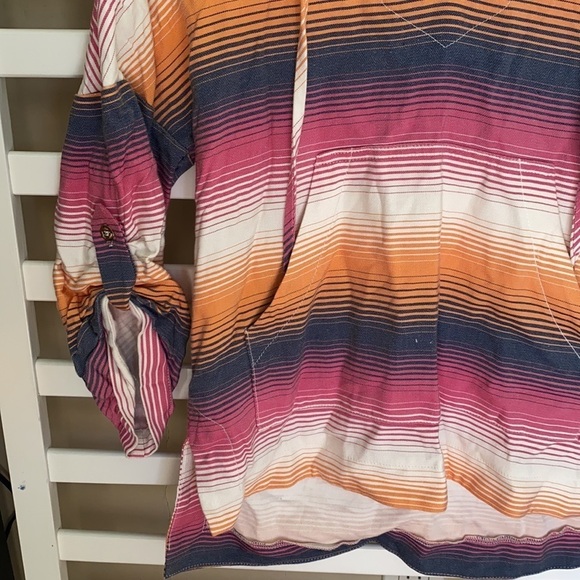 TRINA TURK STRIPED HOODIE V NECK PULLOVER TOP MULTI COLOR Size XS - Picture 6 of 16